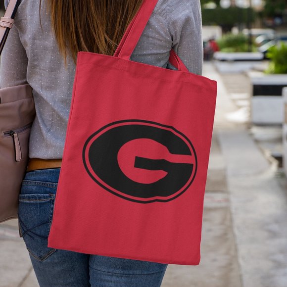 NEW Georgia Bulldogs G Logo Canvas Medium Tote Bag RED - Picture 2 of 2